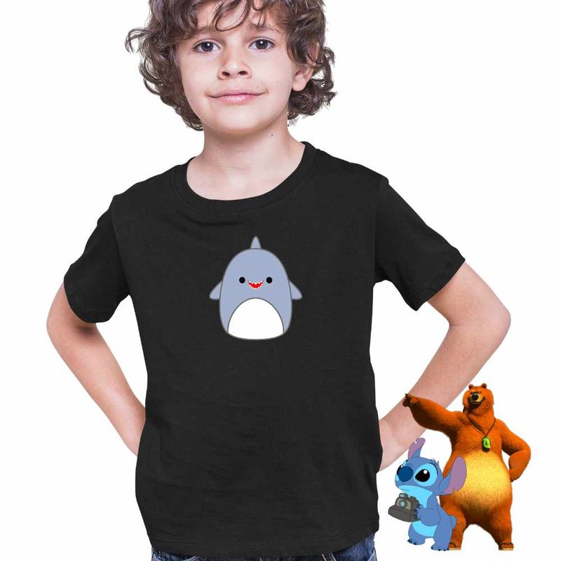 Fashion, accesorii si bijuterii - Copii - Imbracaminte copii - Tricouri copii - Tricou Copii Baieti Squish  mallows Rechin Ocean CoolTrend, negru, marime S Copii - Infinity.ro