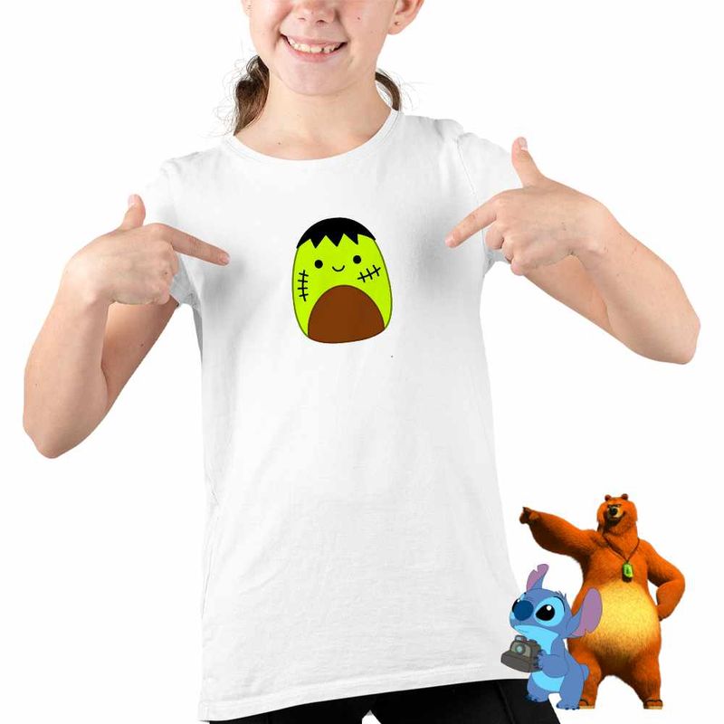 Fashion, accesorii si bijuterii - Copii - Imbracaminte copii - Tricouri copii - Tricou Copii Fete Squishmallows Frankenstein CoolTrend, alb, marime XL Copii - Infinity.ro