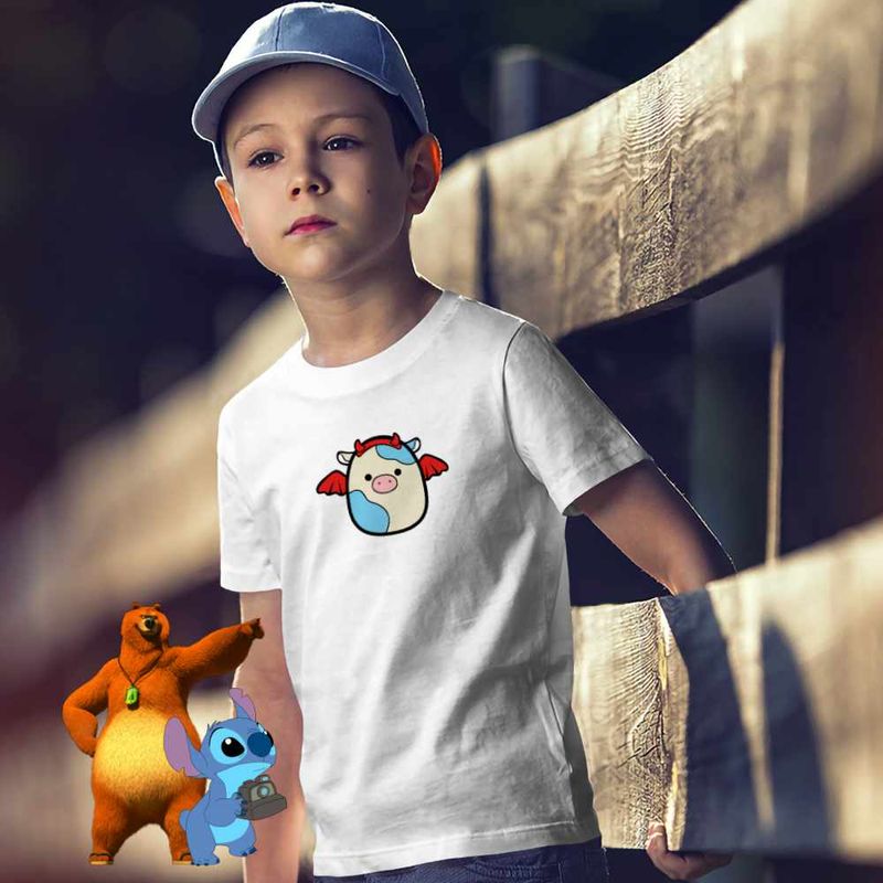 Fashion, accesorii si bijuterii - Copii - Imbracaminte copii - Tricouri copii - Tricou Copii Baieti Squishmallows Porc Liliac CoolTrend, alb, marime L Copii - Infinity.ro
