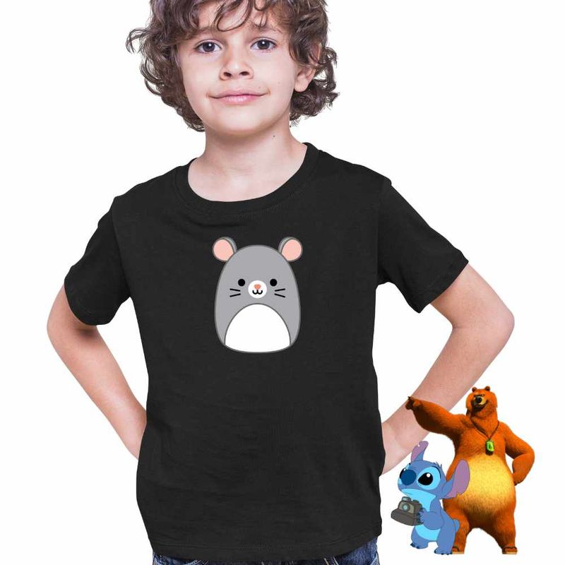 Fashion, accesorii si bijuterii - Copii - Imbracaminte copii - Tricouri copii - Tricou Copii Baieti Squishmallows Soricel Mouse CoolTrend, negru, marime M Copii - Infinity.ro
