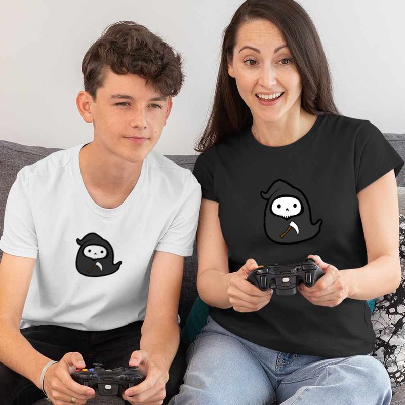 Fashion, accesorii si bijuterii - Copii - Imbracaminte copii - Tricouri copii - Tricou Copii Baieti Squishmallows Moartea cu coasa CoolTrend, negru, marime L Copii - Infinity.ro