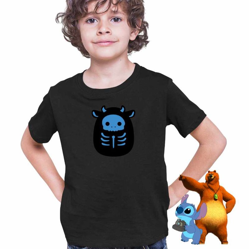 Fashion, accesorii si bijuterii - Copii - Imbracaminte copii - Tricouri copii - Tricou Copii Baieti Squishmallows Schelet Halloween CoolTrend, negru, marime XS Copii - Infinity.ro