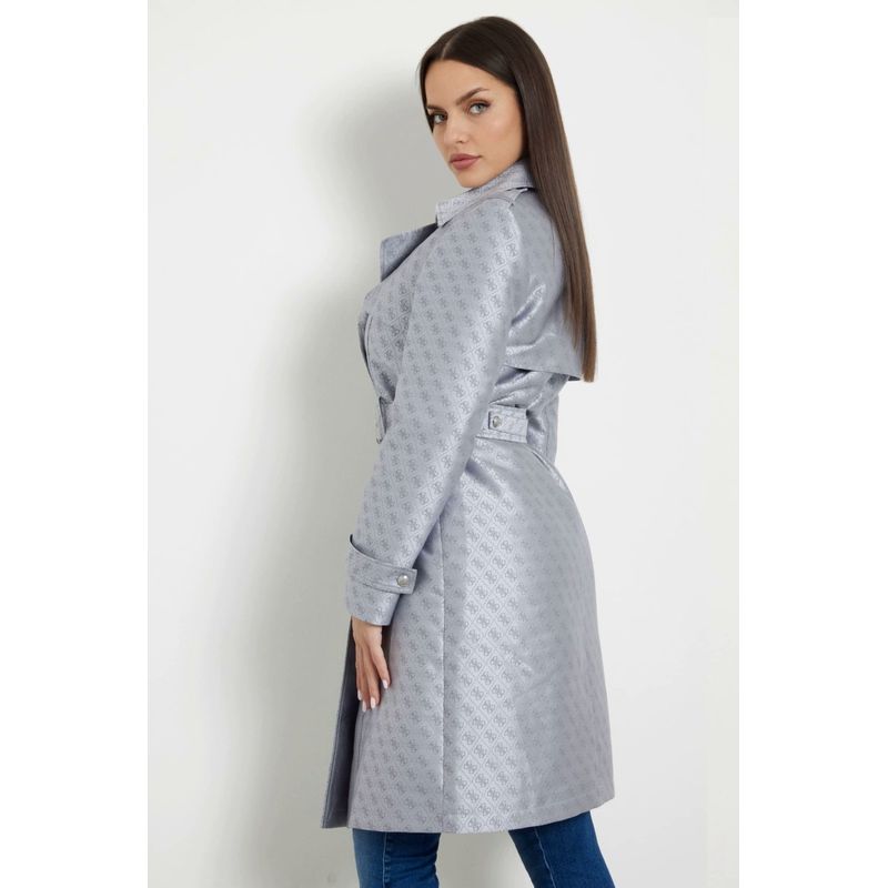 Fashion, accesorii si bijuterii - Femei - Imbracaminte femei - Paltoane si trenciuri femei - Trenci dama cu imprimeu Guess W3YL03 Argintiu XS INTL - Infinity.ro