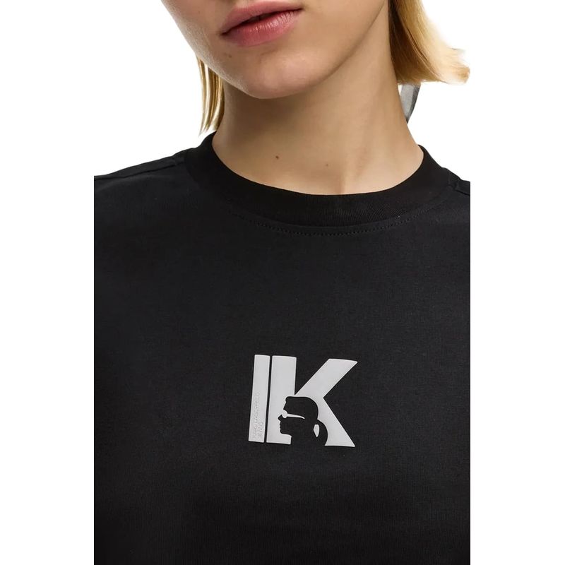 Fashion, accesorii si bijuterii - Femei - Imbracaminte femei - Tricouri si topuri femei - Tricou dama Karl Lagerfeld Jeans B2W17064 L INTL Negru - Infinity.ro