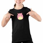 Fashion, accesorii si bijuterii - Copii - Imbracaminte copii - Tricouri copii - Tricou Copii Fete Squishmallows Porc Ferma CoolTrend, negru, marime S Copii - Infinity.ro