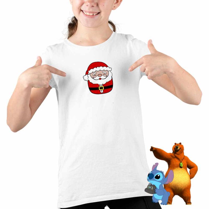 Fashion, accesorii si bijuterii - Copii - Imbracaminte copii - Tricouri copii - Tricou Copii Fete Squishmallows Mos Craciun CoolTrend, alb, marime M Copii - Infinity.ro