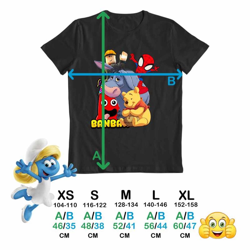 Fashion, accesorii si bijuterii - Copii - Imbracaminte copii - Tricouri copii - Tricou Copii Fete Banban Paienjenel Winnie Roblox CoolTrend, negru, marime XS Copii - Infinity.ro