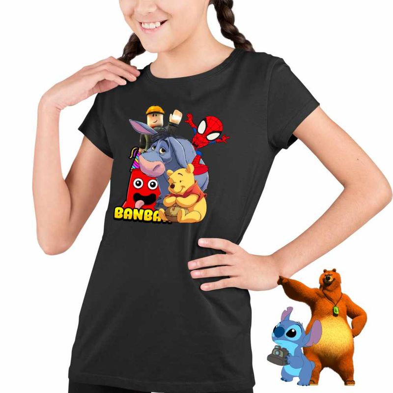 Fashion, accesorii si bijuterii - Copii - Imbracaminte copii - Tricouri copii - Tricou Copii Fete Banban Paienjenel Winnie Roblox CoolTrend, negru, marime XS Copii - Infinity.ro