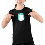 Fashion, accesorii si bijuterii - Copii - Imbracaminte copii - Tricouri copii - Tricou Copii Fete Squishmallows Bufnita Atena CoolTrend, negru, marime XS Copii - Infinity.ro