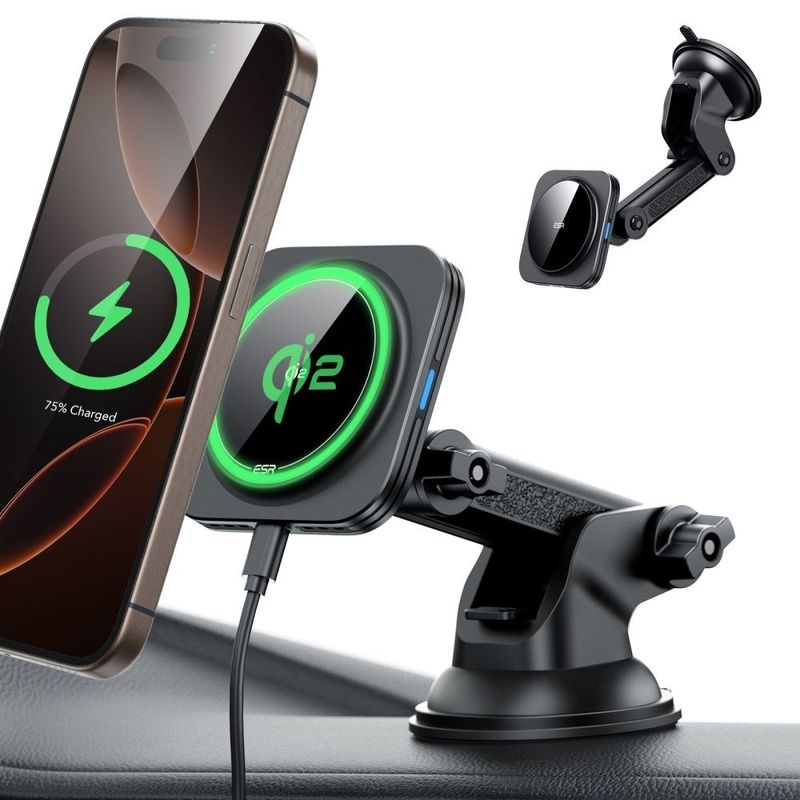 Laptop, Telefoane si Tablete - Telefoane mobile si accesorii - Accesorii Telefoane - Incarcatoare telefoane - Incarcator auto ESR HALOLOCK MAGNETIC MAGSAFE DASHBOARD QI2 15W NEGRU - Infinity.ro