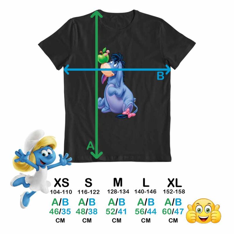 Fashion, accesorii si bijuterii - Copii - Imbracaminte copii - Tricouri copii - Tricou Copii Fete Magarusul Eeyore Winnie the Pooh Puh CoolTrend, negru, marime S Copii - Infinity.ro