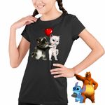 Fashion, accesorii si bijuterii - Copii - Imbracaminte copii - Tricouri copii - Tricou Copii Fete Talking Tom Angela Love CoolTrend, negru, marime S Copii - Infinity.ro