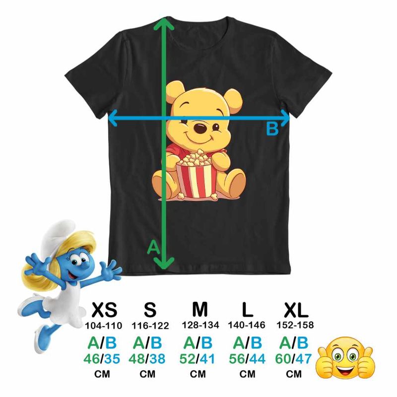 Fashion, accesorii si bijuterii - Copii - Imbracaminte copii - Tricouri copii - Tricou Copii Fete Winnie the Pooh Popcorn CoolTrend, negru, marime S Copii - Infinity.ro