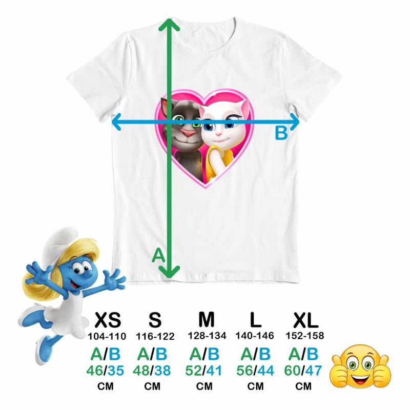 Fashion, accesorii si bijuterii - Copii - Imbracaminte copii - Tricouri copii - Tricou Copii Fete My Talking Tom Angela Love Valentines Day CoolTrend, alb, marime S Copii - Infinity.ro