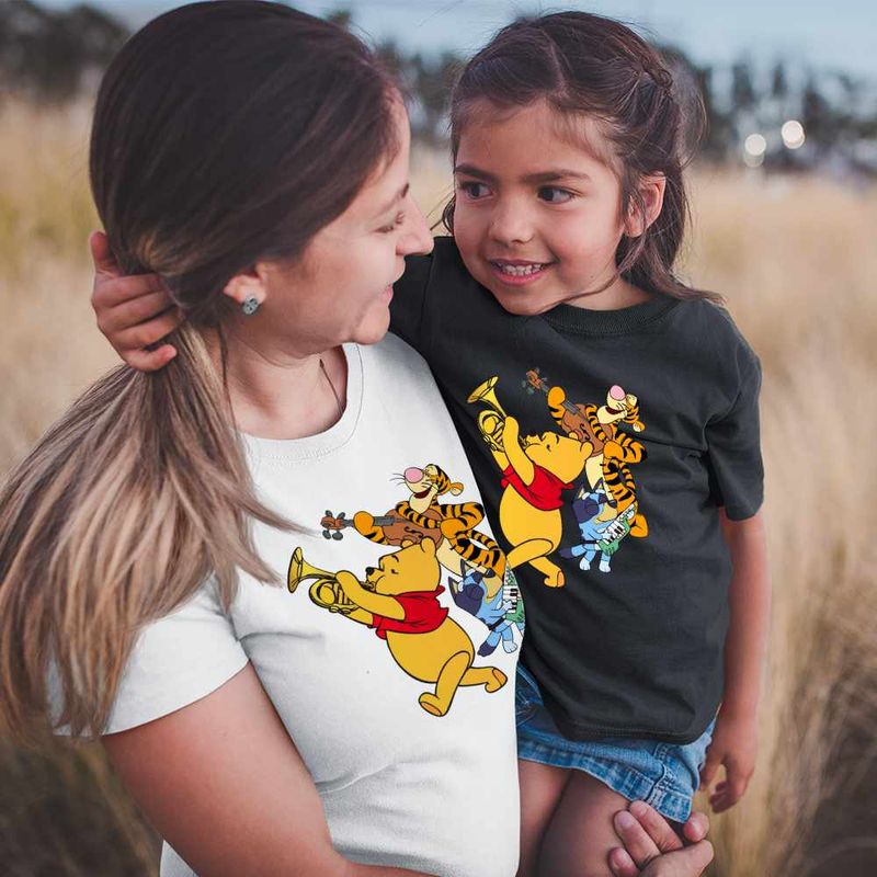 Fashion, accesorii si bijuterii - Copii - Imbracaminte copii - Tricouri copii - Tricou Copii Fete Winnie the Pooh Bluey Blue Vioara Trompeta CoolTrend, alb, marime S Copii - Infinity.ro