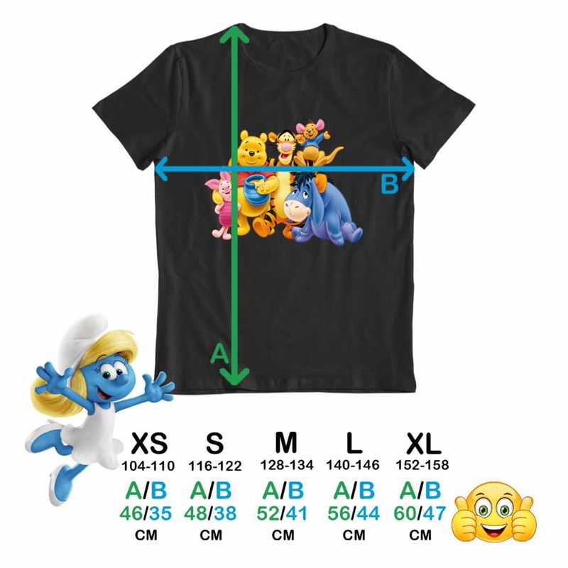 Fashion, accesorii si bijuterii - Copii - Imbracaminte copii - Tricouri copii - Tricou Copii Fete Ursuletul Winnie the Pooh Familie Puh CoolTrend, negru, marime M Copii - Infinity.ro