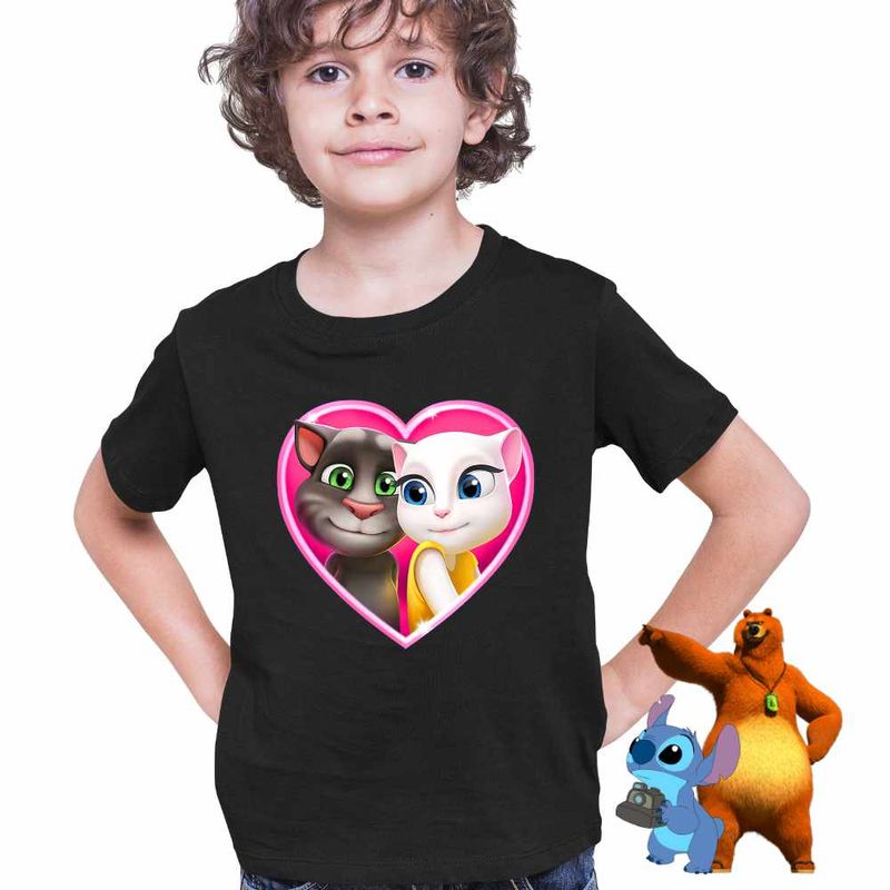 Fashion, accesorii si bijuterii - Copii - Imbracaminte copii - Tricouri copii - Tricou Copii Baieti My Talking Tom Angela Love Valentines Day CoolTrend, negru, marime XS Copii - Infinity.ro