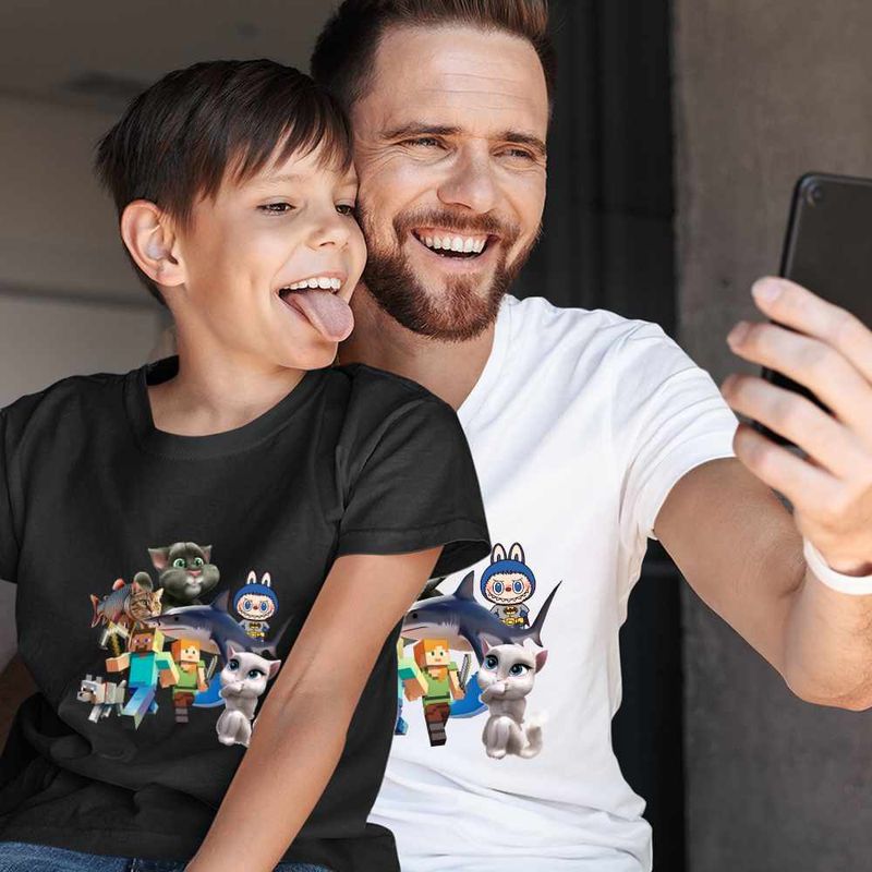 Fashion, accesorii si bijuterii - Copii - Imbracaminte copii - Tricouri copii - Tricou Copii Baieti Talking Tom Tralalero Minecraft Labubu Batman CoolTrend, alb, marime XL Copii - Infinity.ro