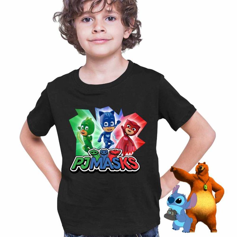 Fashion, accesorii si bijuterii - Copii - Imbracaminte copii - Tricouri copii - Tricou Copii Baieti Eroii in Pijama PJ Masks Action CoolTrend, negru, marime M Copii - Infinity.ro