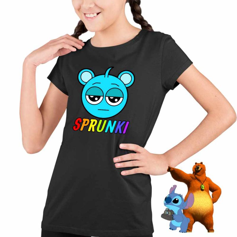 Fashion, accesorii si bijuterii - Copii - Imbracaminte copii - Tricouri copii - Tricou Copii Fete Sprunki Music Game Sky CoolTrend, negru, marime XS Copii - Infinity.ro