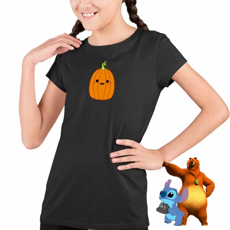 Fashion, accesorii si bijuterii - Copii - Imbracaminte copii - Tricouri copii - Tricou Copii Fete Squishmallows Dovleac Halloween CoolTrend, negru, marime XS Copii - Infinity.ro