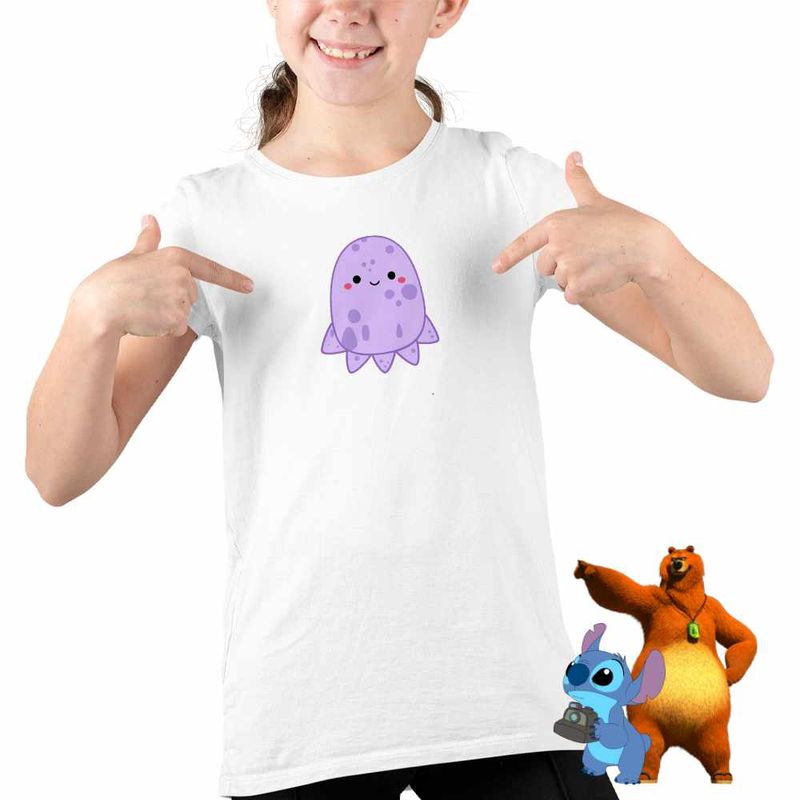 Fashion, accesorii si bijuterii - Copii - Imbracaminte copii - Tricouri copii - Tricou Copii Fete Squishmallows Caracatita CoolTrend, alb, marime S Copii - Infinity.ro