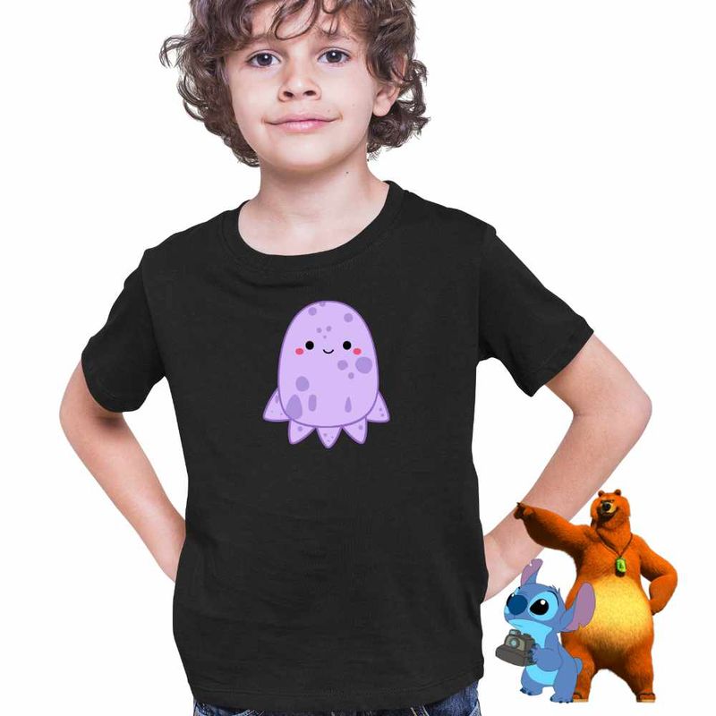 Fashion, accesorii si bijuterii - Copii - Imbracaminte copii - Tricouri copii - Tricou Copii Baieti Squishmallows Caracatita CoolTrend, negru, marime S Copii - Infinity.ro