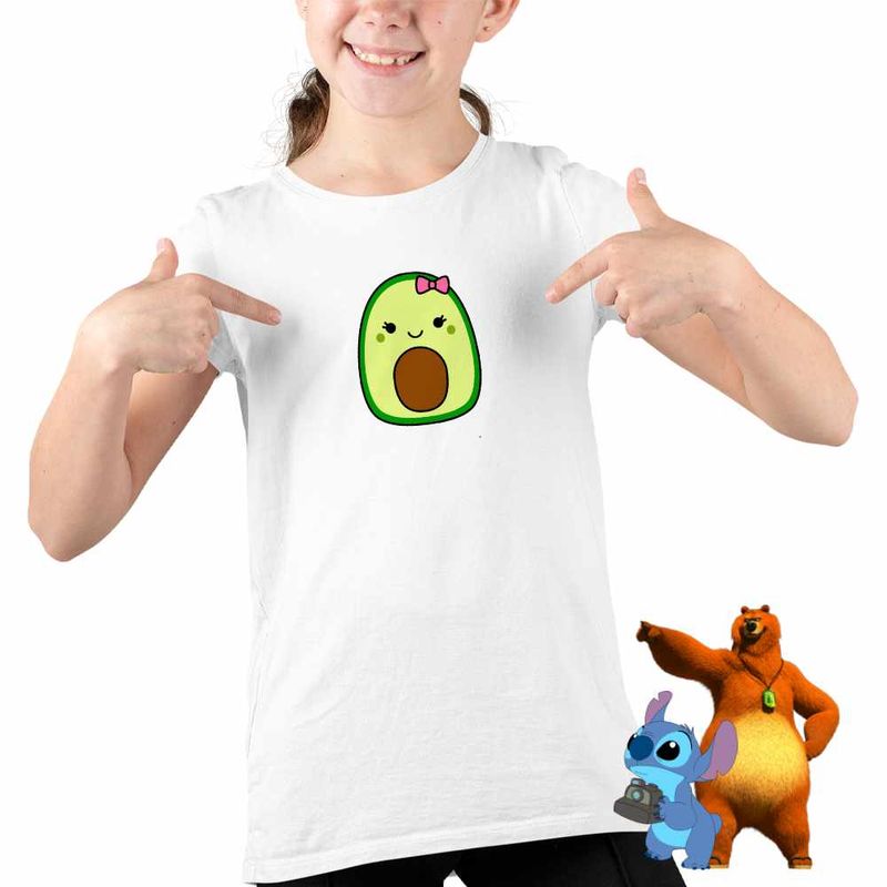 Fashion, accesorii si bijuterii - Copii - Imbracaminte copii - Tricouri copii - Tricou Copii Fete Squish mallows Avocado CoolTrend, alb, marime XS Copii - Infinity.ro
