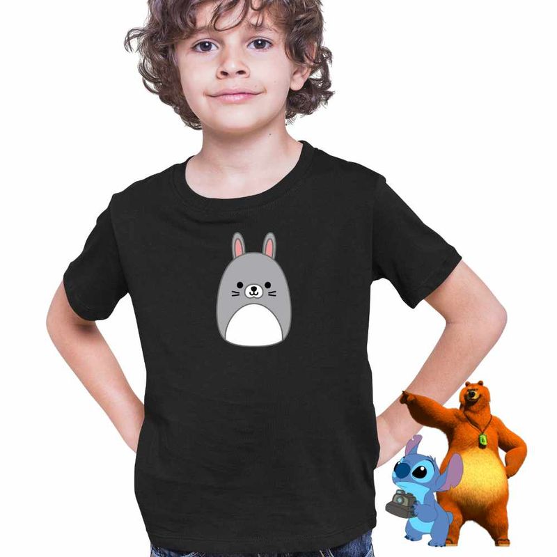 Fashion, accesorii si bijuterii - Copii - Imbracaminte copii - Tricouri copii - Tricou Copii Baieti Squishmallow Iepure CoolTrend, negru, marime M Copii - Infinity.ro