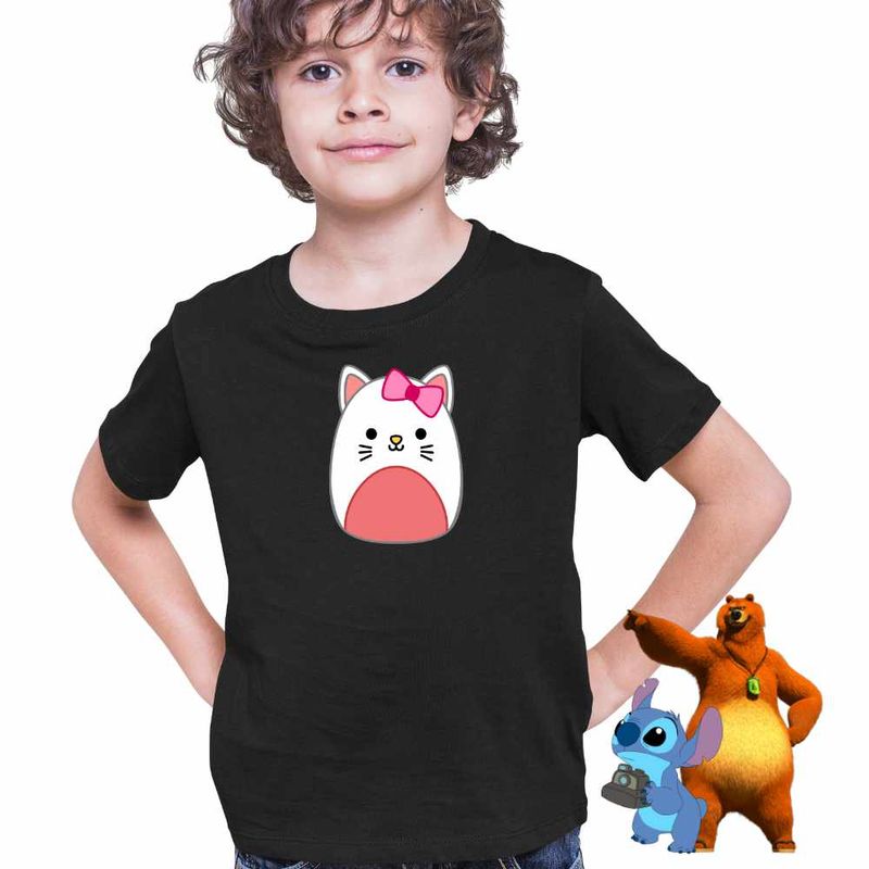 Fashion, accesorii si bijuterii - Copii - Imbracaminte copii - Tricouri copii - Tricou Copii Baieti Squishmallows Hello Kitty CoolTrend, negru, marime XL Copii - Infinity.ro