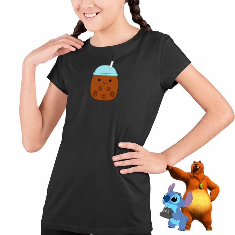 Fashion, accesorii si bijuterii - Copii - Imbracaminte copii - Tricouri copii - Tricou Copii Fete Squish mallows Cafea CoolTrend, negru, marime XS Copii - Infinity.ro