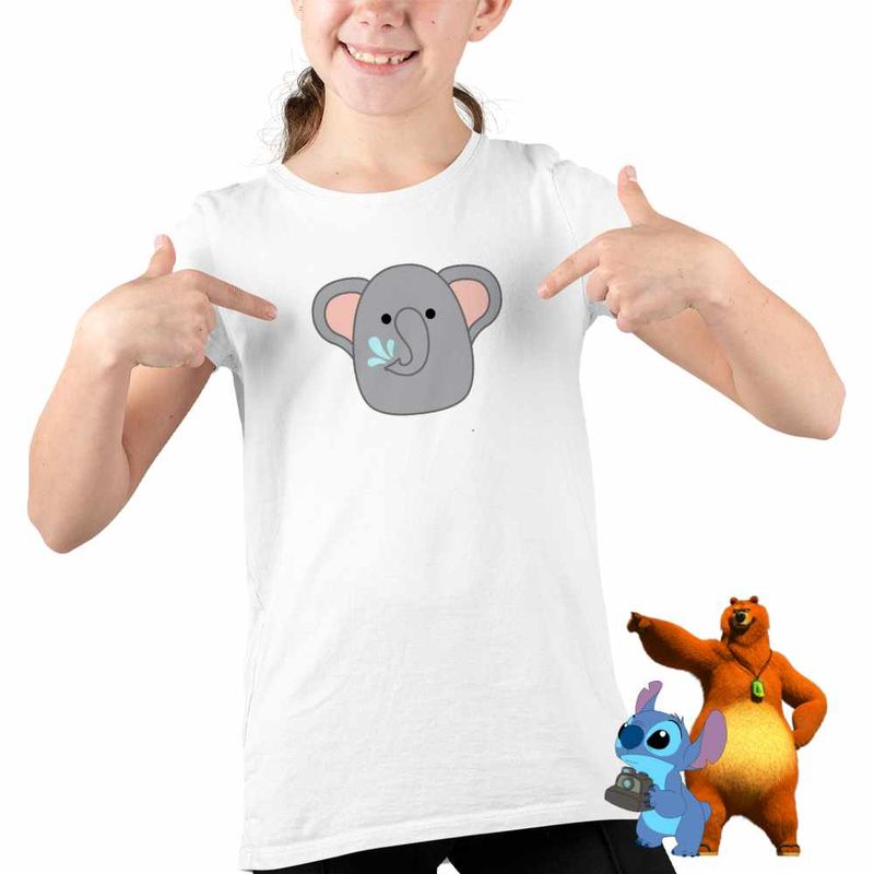 Fashion, accesorii si bijuterii - Copii - Imbracaminte copii - Tricouri copii - Tricou Copii Fete Squishmallows Elefant Africa CoolTrend, alb, marime XL Copii - Infinity.ro