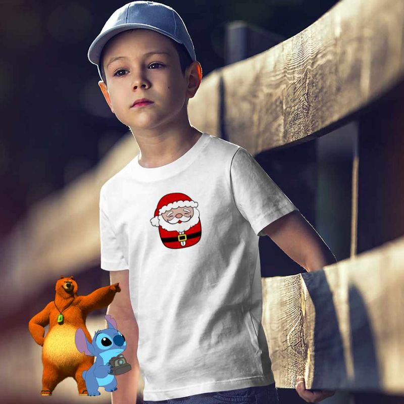 Fashion, accesorii si bijuterii - Copii - Imbracaminte copii - Tricouri copii - Tricou Copii Baieti Squishmallows Mos Craciun CoolTrend, alb, marime XS Copii - Infinity.ro