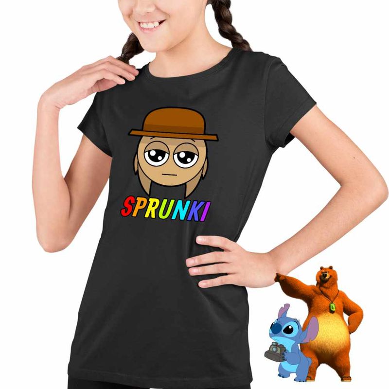 Fashion, accesorii si bijuterii - Copii - Imbracaminte copii - Tricouri copii - Tricou Copii Fete Sprunki Tunner Hat CoolTrend, negru, marime S Copii - Infinity.ro