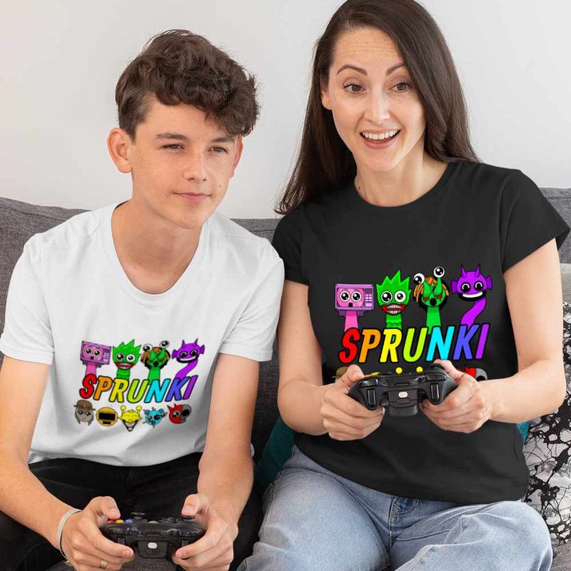 Fashion, accesorii si bijuterii - Copii - Imbracaminte copii - Tricouri copii - Tricou Copii Baieti Sprunki Horror Music Game CoolTrend, negru, marime XL Copii - Infinity.ro
