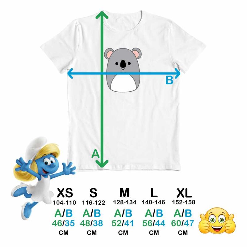 Fashion, accesorii si bijuterii - Copii - Imbracaminte copii - Tricouri copii - Tricou Copii Fete Squishmallows Koala CoolTrend, alb, marime S Copii - Infinity.ro