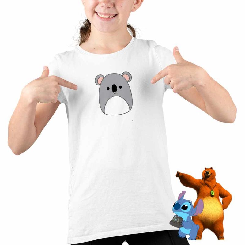 Fashion, accesorii si bijuterii - Copii - Imbracaminte copii - Tricouri copii - Tricou Copii Fete Squishmallows Koala CoolTrend, alb, marime S Copii - Infinity.ro
