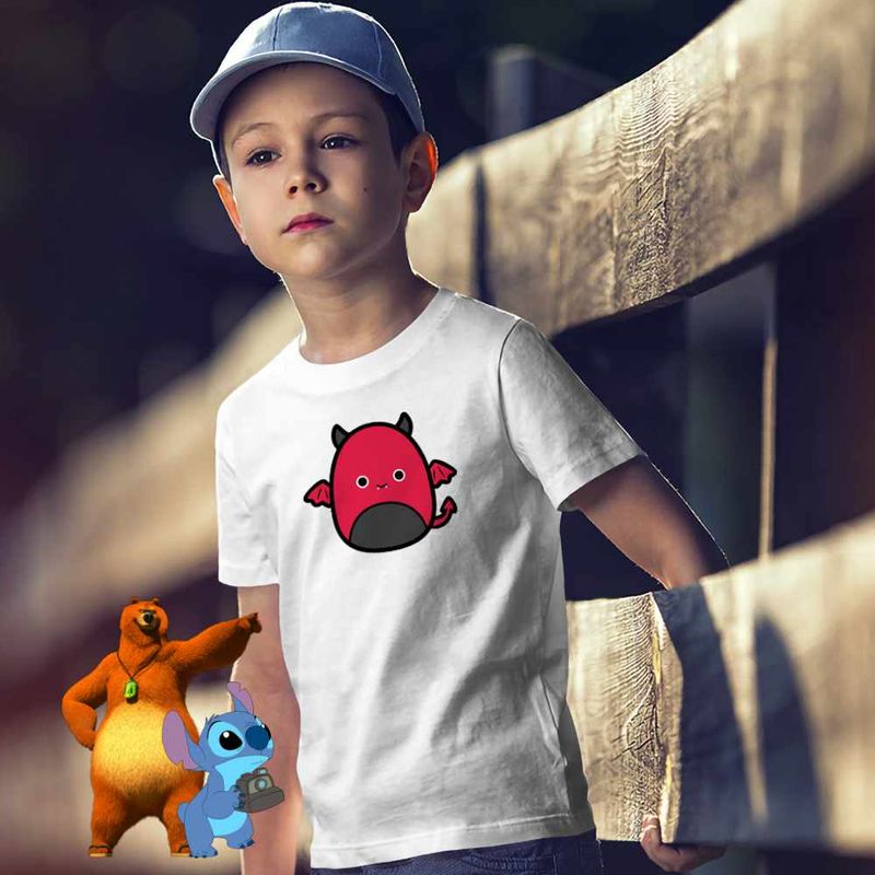 Fashion, accesorii si bijuterii - Copii - Imbracaminte copii - Tricouri copii - Tricou Copii Baieti Squish mallows Diavol Horror CoolTrend, alb, marime XS Copii - Infinity.ro