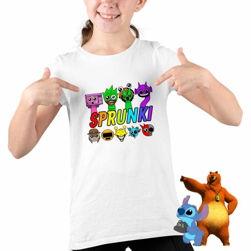 Fashion, accesorii si bijuterii - Copii - Imbracaminte copii - Tricouri copii - Tricou Copii Fete Sprunki Horror Music Game CoolTrend, alb, marime XL Copii - Infinity.ro