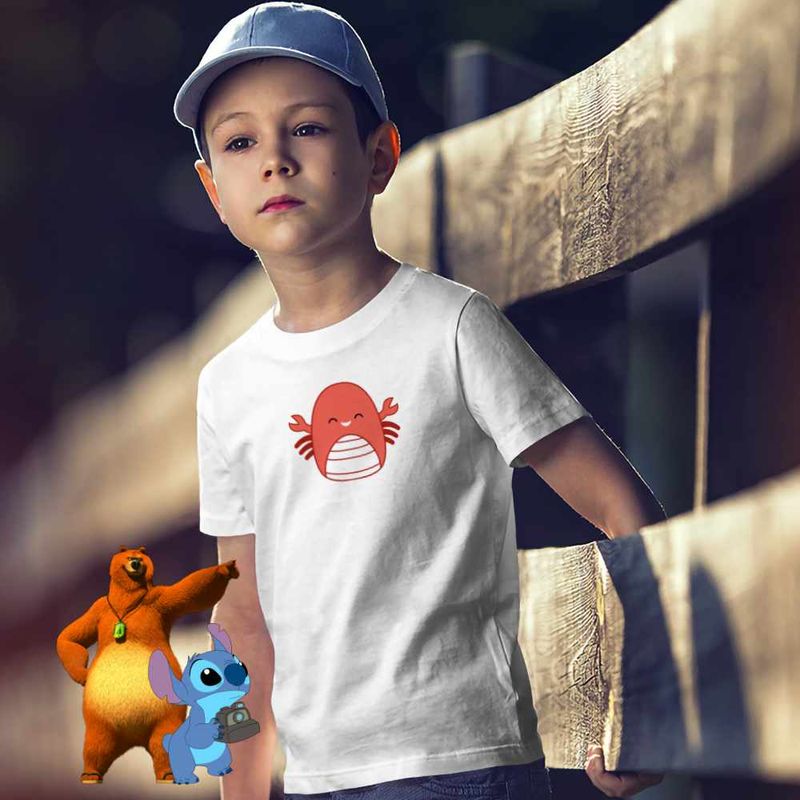 Fashion, accesorii si bijuterii - Copii - Imbracaminte copii - Tricouri copii - Tricou Copii Baieti Squishmallows Homar Ocean CoolTrend, alb, marime M Copii - Infinity.ro