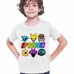 Fashion, accesorii si bijuterii - Copii - Imbracaminte copii - Tricouri copii - Tricou Copii Baieti Sprunki Game Horror CoolTrend, alb, marime L Copii - Infinity.ro