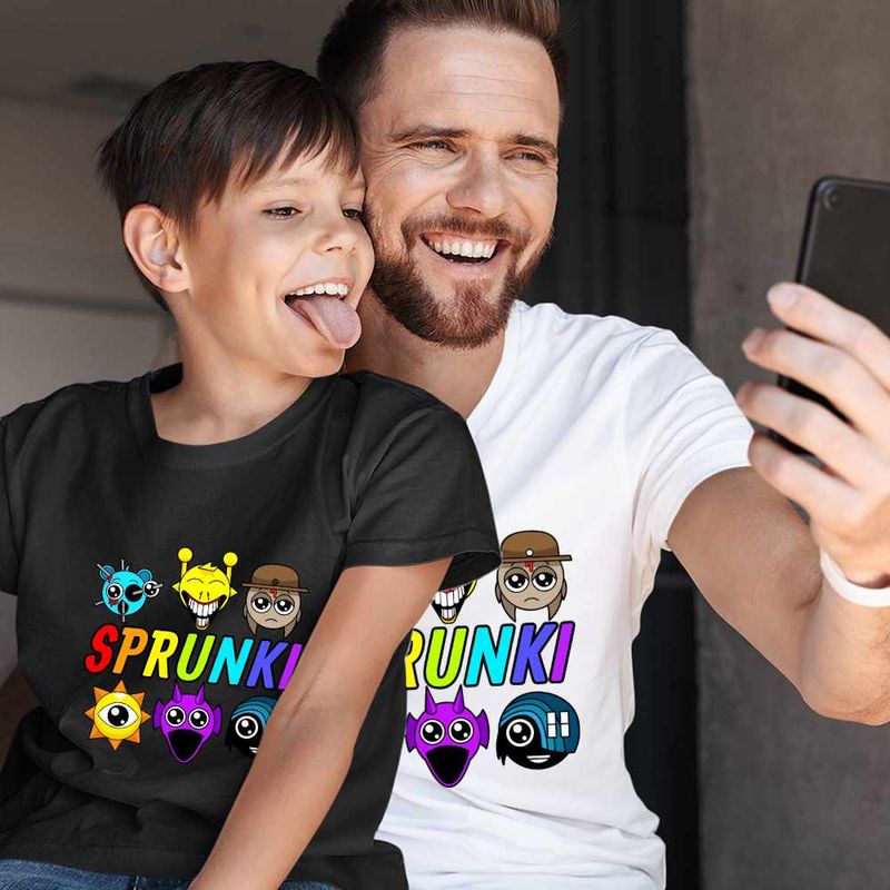 Fashion, accesorii si bijuterii - Copii - Imbracaminte copii - Tricouri copii - Tricou Copii Baieti Sprunki Game Horror CoolTrend, alb, marime L Copii - Infinity.ro