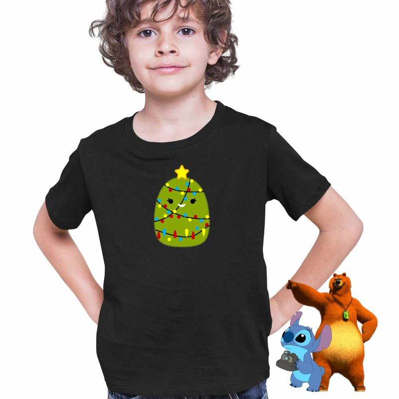 Fashion, accesorii si bijuterii - Copii - Imbracaminte copii - Tricouri copii - Tricou Copii Baieti Squishmallows Brad Craciun Decembrie CoolTrend, negru, marime XS Copii - Infinity.ro