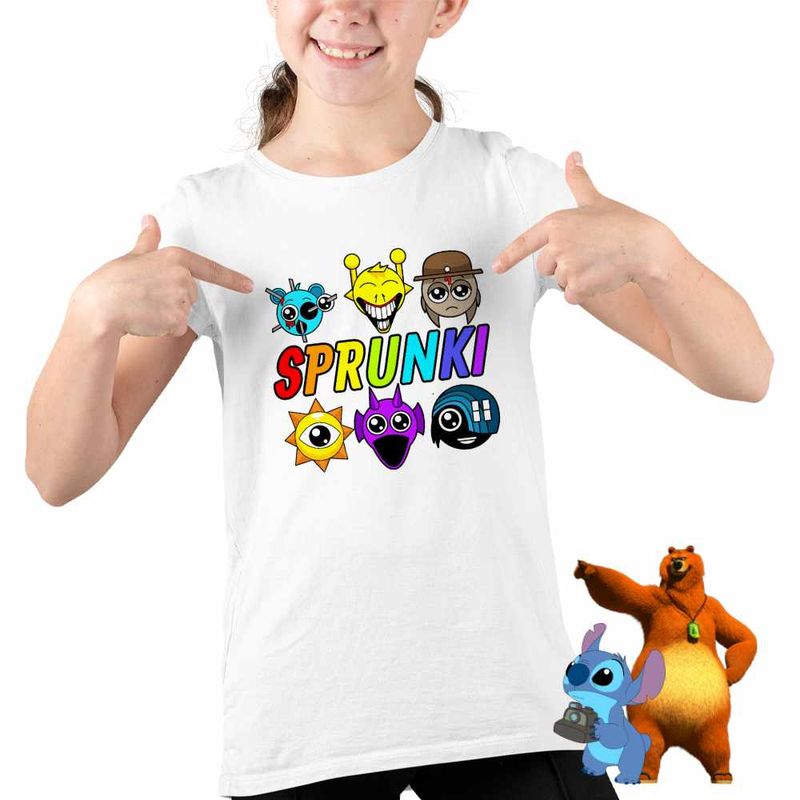 Fashion, accesorii si bijuterii - Copii - Imbracaminte copii - Tricouri copii - Tricou Copii Fete Sprunki Game Horror CoolTrend, alb, marime L Copii - Infinity.ro