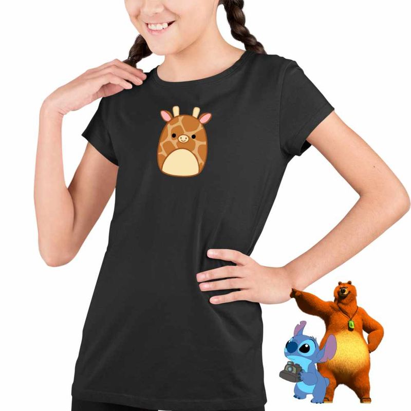 Fashion, accesorii si bijuterii - Copii - Imbracaminte copii - Tricouri copii - Tricou Copii Fete Squishmallows Girafa Africa CoolTrend, negru, marime XS Copii - Infinity.ro