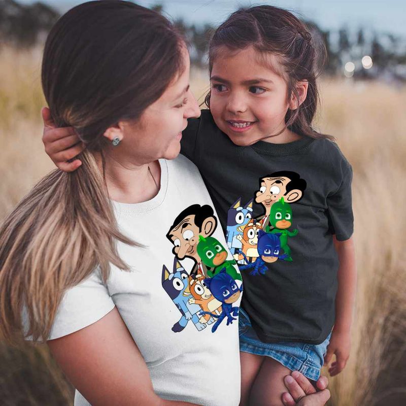 Fashion, accesorii si bijuterii - Copii - Imbracaminte copii - Tricouri copii - Tricou Copii Fete Bluey Mr Bean Eroii in Pijama Pj Masks CoolTrend, alb, marime XL Copii - Infinity.ro