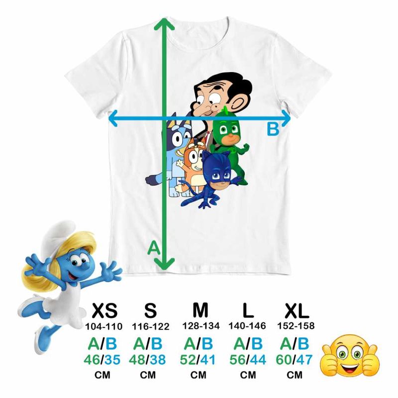 Fashion, accesorii si bijuterii - Copii - Imbracaminte copii - Tricouri copii - Tricou Copii Fete Bluey Mr Bean Eroii in Pijama Pj Masks CoolTrend, alb, marime XL Copii - Infinity.ro