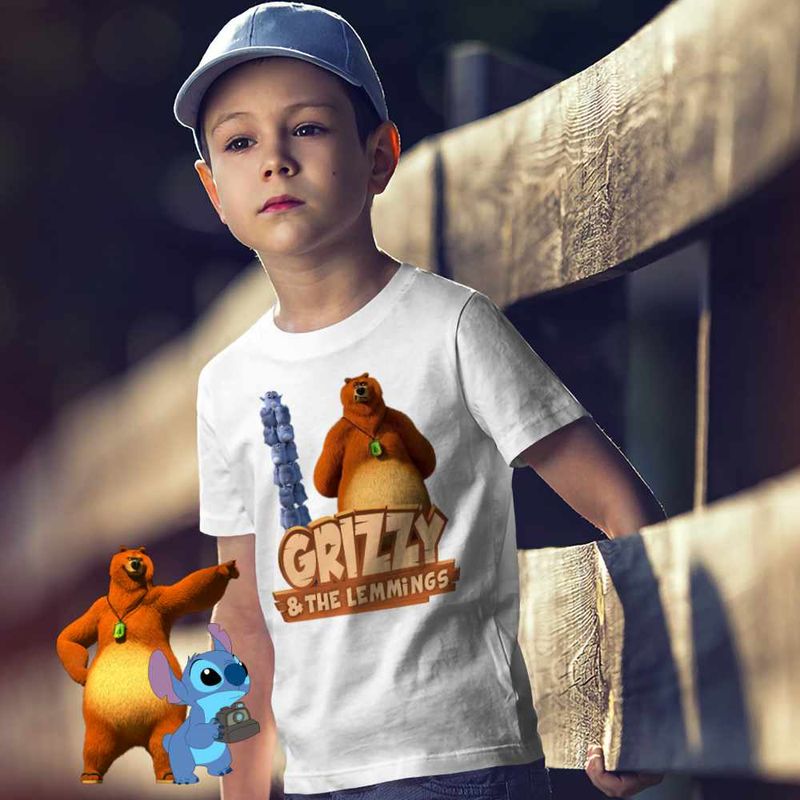 Fashion, accesorii si bijuterii - Copii - Imbracaminte copii - Tricouri copii - Tricou Copii Baieti Ursu Grizzy si lemingii CoolTrend, alb, marime XS Copii - Infinity.ro