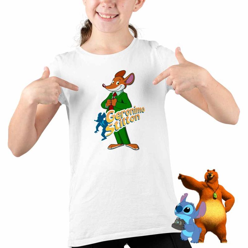 Fashion, accesorii si bijuterii - Copii - Imbracaminte copii - Tricouri copii - Tricou Copii Fete Geronimo Stilton Desene Animate Ziarist CoolTrend, alb, marime M Copii - Infinity.ro