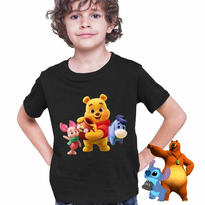 Fashion, accesorii si bijuterii - Copii - Imbracaminte copii - Tricouri copii - Tricou Copii Baieti Winnie the Pooh Puh Copilarie Desene Animate CoolTrend, negru, marime XL Copii - Infinity.ro